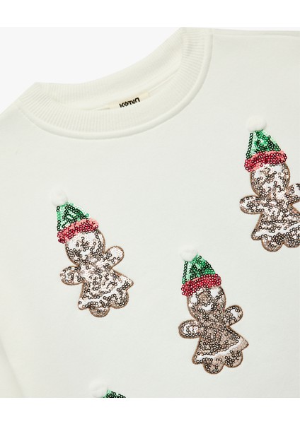 Şardonlu Uzun Kollu Bisiklet Yaka Pullu Payetli Sweatshirt modelleri