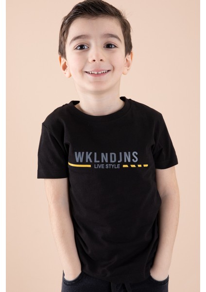 Füme Sırtı Baskılı Jean Gömlekli Tişörtlü Erkek Çocuk 2li Takım 20271 indirimleri