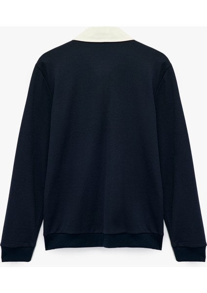 Şardonlu Polo Yaka Uzun Kollu Sweatshirt fiyatları