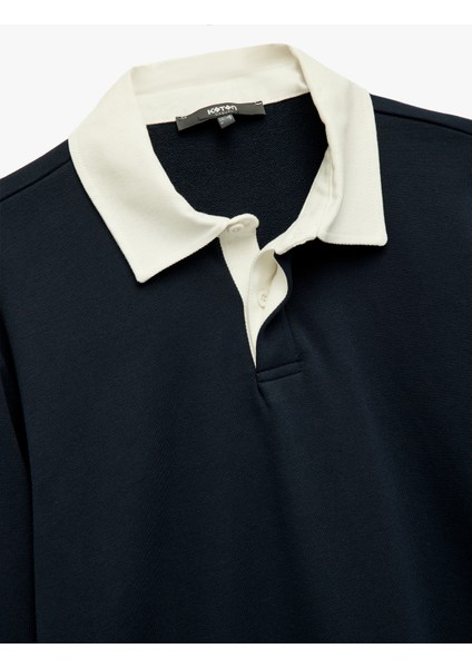 Şardonlu Polo Yaka Uzun Kollu Sweatshirt modelleri