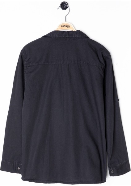 Siyah Bisiklet Yaka Tişörtlü Erkek Çocuk Göğüs Cepli Jean Gömlek 20079 indirimleri