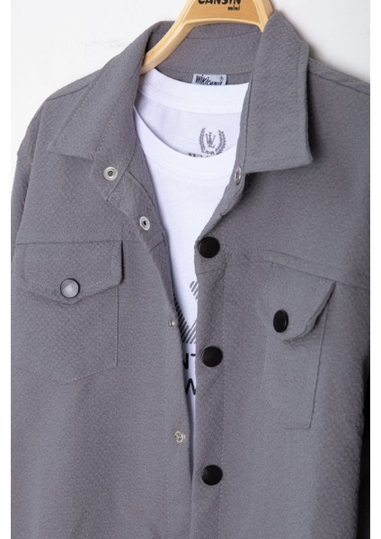 Füme Erkek Çocuk Jogger Gömlekli Tişörtlü 2li Takım 20400 modelleri