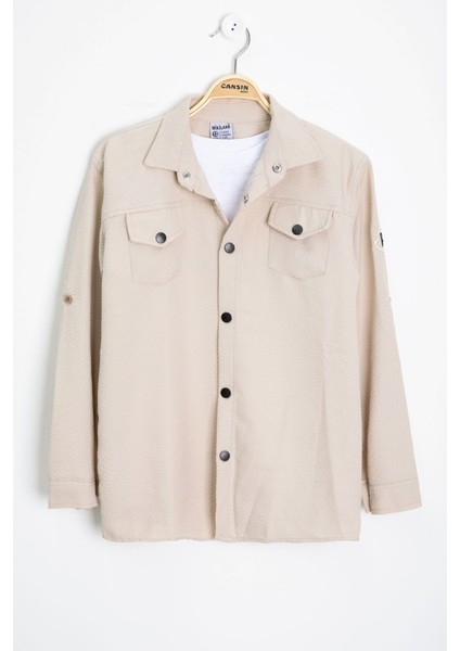 Krem Erkek Çocuk Jogger Gömlekli Tişörtlü 2li Takım 20404