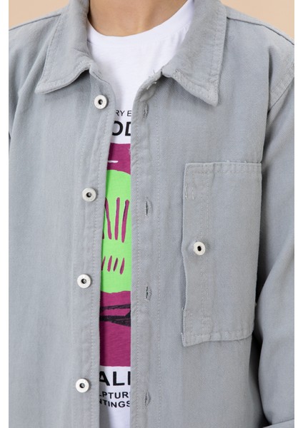 Erkek Çocuk Gri Baskılı Tişörtlü Jean Gömlekli 2li Takım 20030 fırsatları