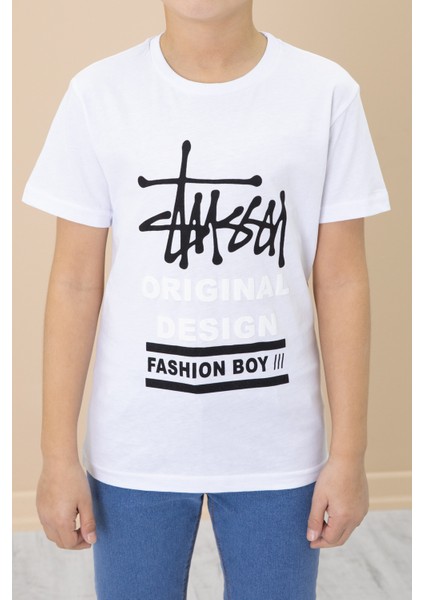 Kahverengi Yazı Baskılı Tişörtlü Gömlekli Erkek Çocuk Takım 20006 fırsatları