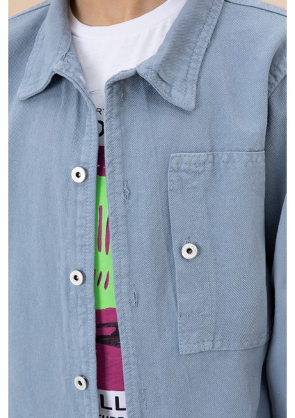 Erkek Çocuk Mavi Baskılı Tişörtlü Jean Gömlekli 2li Takım 20031 fiyatları