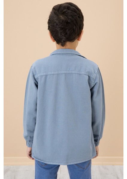 Erkek Çocuk Mavi Baskılı Tişörtlü Jean Gömlekli 2li Takım 20031 indirimleri