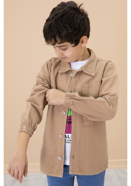 Erkek Çocuk Kahve Baskılı Tişörtlü Jean Gömlekli 2li Takım 20032 indirimleri