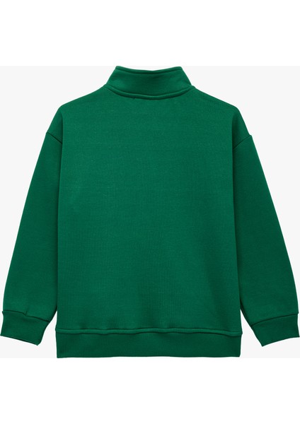Şardonlu Uzun Kollu Yılbaşı Temalı Yarım Fermuarlı Dik Yaka Baskılı Sweatshirt fiyatları