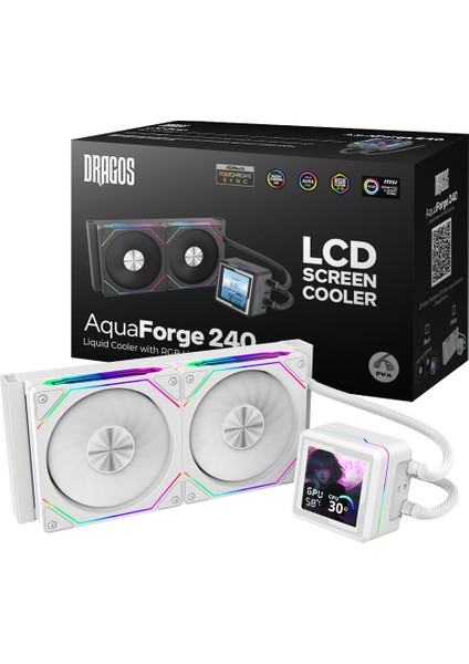 Aquaforge V2 240MM Beyaz Argb LCD Ekranlı Işlemci Sıvı Soğutucu