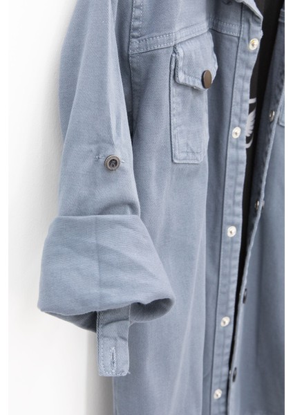 Indigo Keten Gömlekli Bisiklet Yaka Baskılı Tişörtlü Erkek Çocuk 2li Takım 20259 fırsatları