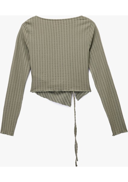 Asimetrik Yaka Slim Fit Büzgülü Uzun Kollu Tişört fiyatları