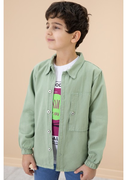 Erkek Çocuk Yeşil Baskılı Tişörtlü Jean Gömlekli 2li Takım 20029 fiyatları