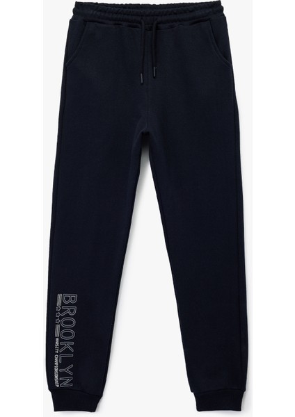 Beli Lastikli Baskı Detaylı Cepli Jogger Eşofman Altı