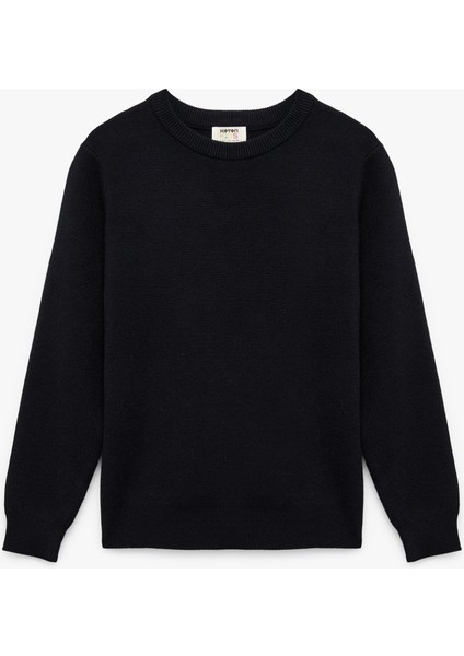 Viskon Karışımlı Uzun Kollu Bisiklet Yaka Basic Triko Kazak