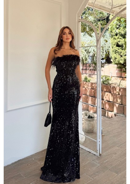 Açelya Payetli Otrişli Abiye 583286