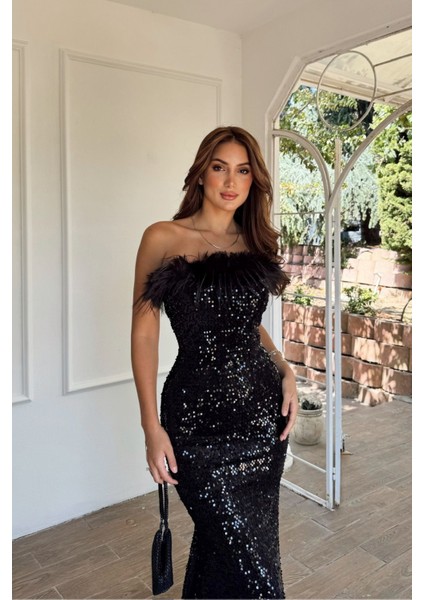 Açelya Payetli Otrişli Abiye 583286 modelleri