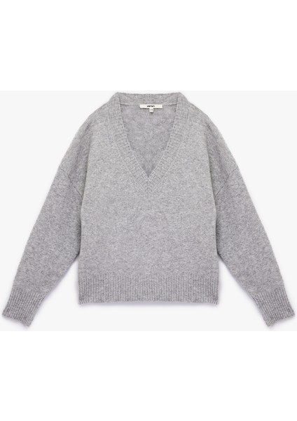 Uzun Kollu V Yaka Triko Kazak modelleri