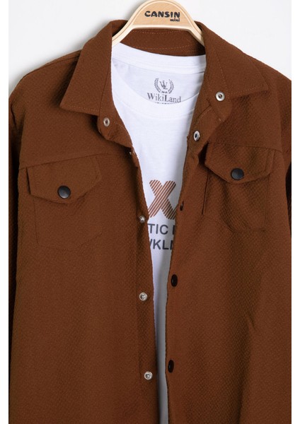 Taba Erkek Çocuk Jogger Gömlekli Tişörtlü 2li Takım 20405 fırsatları