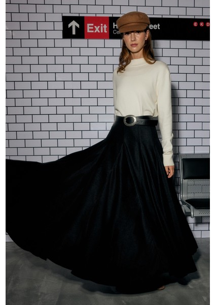 Volanlı Süet Etek Siyah fiyatları