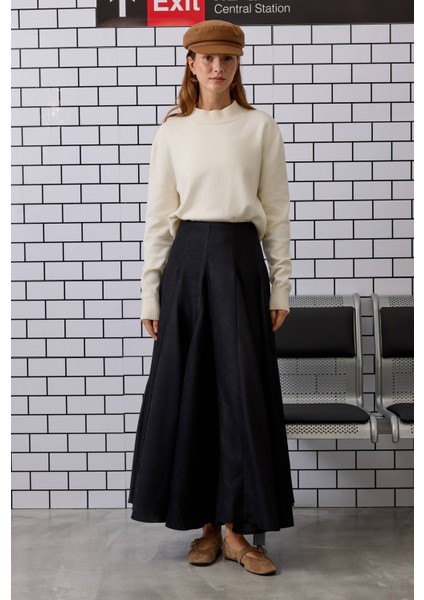 Volanlı Süet Etek Siyah modelleri