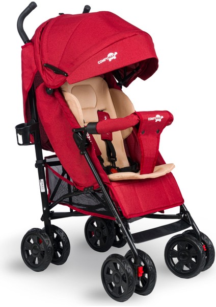Comfymax Tam Yatar Baston Bebek Arabası – Dark Red