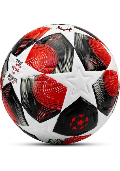 Pro-Series Pu Futbol Topu Lazer Kesim Şampiyonlar Beton Halı Saha Resmi Maç Futbol Topu Kırmızı 520