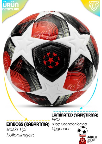 Pro-Series Pu Futbol Topu Lazer Kesim Şampiyonlar Beton Halı Saha Resmi Maç Futbol Topu Kırmızı 520 fiyatları