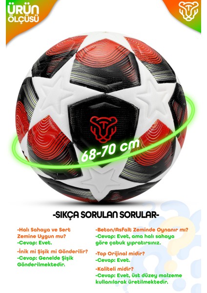Pro-Series Pu Futbol Topu Lazer Kesim Şampiyonlar Beton Halı Saha Resmi Maç Futbol Topu Kırmızı 520 fırsatları