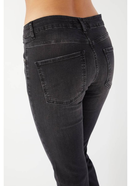 Kadın Ispanyol Paça Antrasit Jean Pantolon