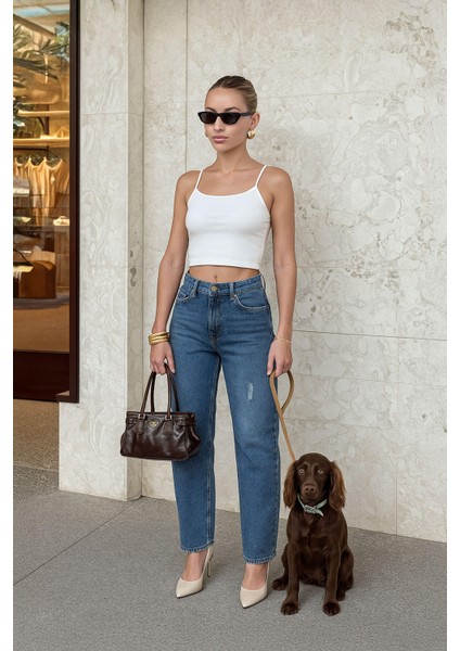 Kadın Koyu Mavi Jean Pantolon indirimleri