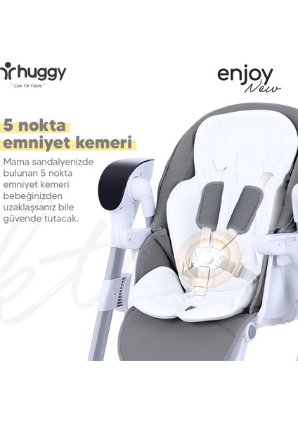 Enjoy Katlanabilir Mama Sandalyesi & Kumandalı Otomatik Bebek Salıncağı Gri