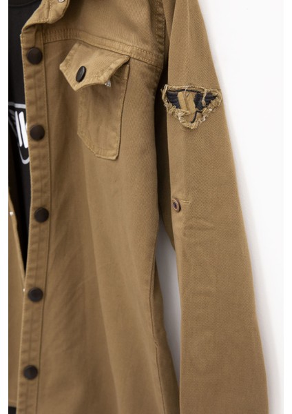 Kahve Keten Gömlekli Bisiklet Yaka Baskılı Tişörtlü Erkek Çocuk 2li Takım 20257 modelleri