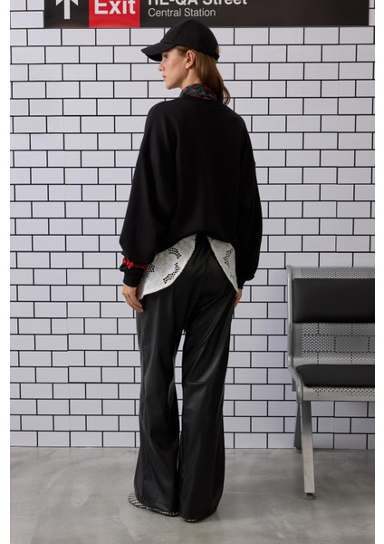 Nakışlı Sweatshirt Siyah fırsatları