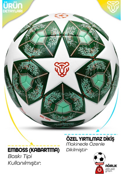 Profesyonel Futbol Topu 2025 Şampiyonlar Ligi Pompalı Sert Zemin Halı Saha Futbol Topu No5 Yeşil 555 fiyatları
