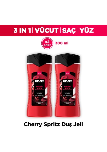Premium Collection Duş Jeli Cherry Spritz 3 In 1 Vücut Saç Yüz 300 ml X2