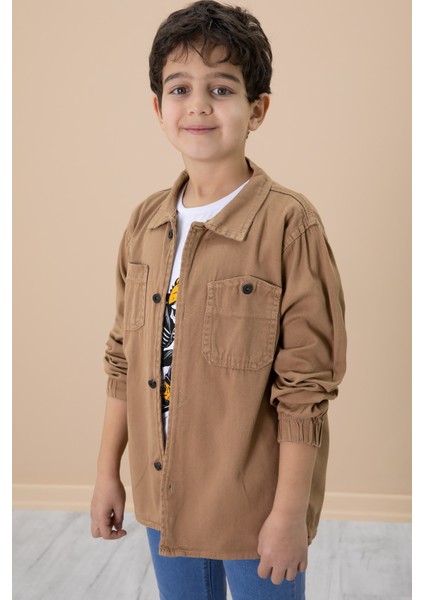 Kahve Gömlek ve Baskılı Tişörtlü Erkek Çocuk 2li Takım 19990 fiyatları