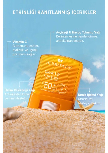 Glow Up, Tüm Ciltler Için Aydınlık 50+ Spf Stick Güneş Koruyucu 19 gr