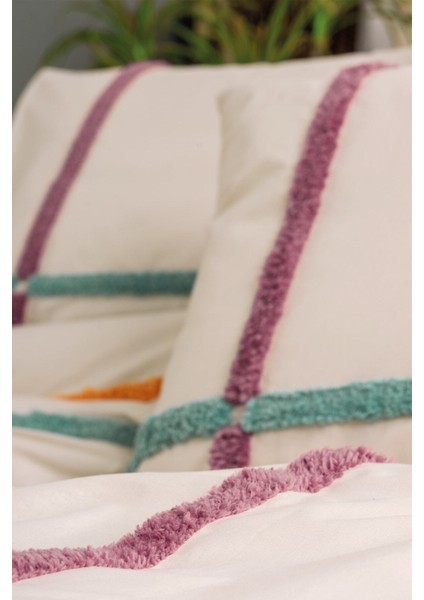 Puff Nakışlı Çift Kişilik Nevresim Takımı Insula Gül Kurusu