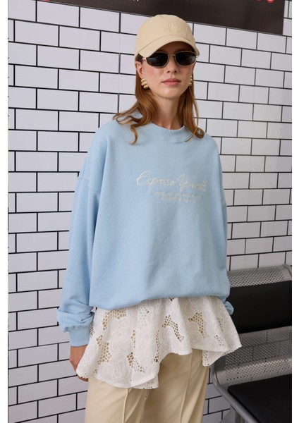 Nakışlı Sweatshirt Bebe Mavi fiyatları