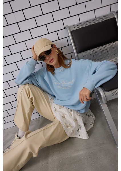 Nakışlı Sweatshirt Bebe Mavi indirimleri