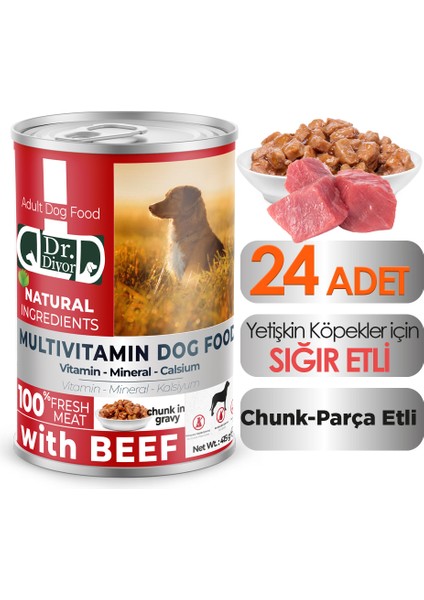 Dr. Diyor Sığır Etli Yetişkin Köpek Maması 24 Adet