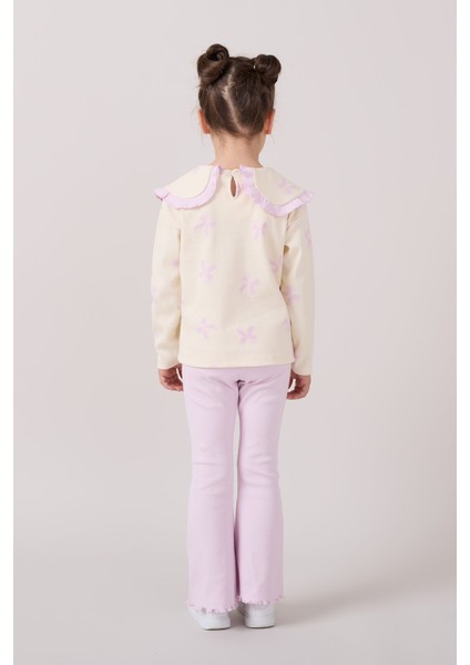 Büyük Yakalı Fiyonk Baskılı Taytlı Kız Çocuk Alt Üst Takım fiyatları