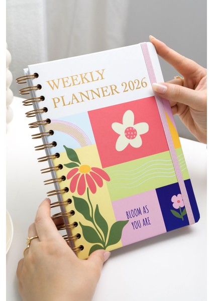 2026 Yılı A5 Haftalık Ajanda Spiralli 15X21 cm - 12 Aylık - Motivasyon Sayfalı