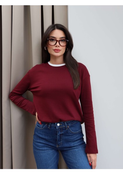 Yaka Şeritli Uzun Kol Body