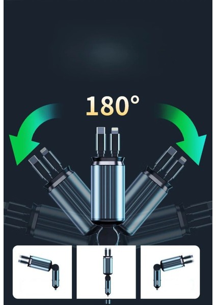 4in1 66W Makara Kablolu Starlight Işık Araç Çakmaklık Şarj Cihazı Hızlı Şarj Yıldız Efekt Şarj Aleti