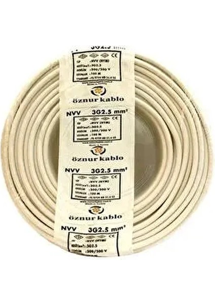 3 x 2,5 TTR Kablo 100 Mt H05VV-F 300/500 V Güçlü Elektrik İletimi fiyatları