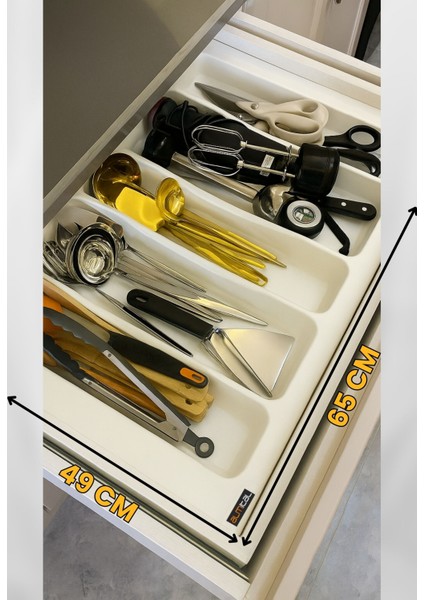 65X49 Cm. 5 Bölmeli Beyaz Çekmece Içi Düzenleyici Kepçelik (60X40 Cm'e Kadar Kesilr) fırsatları