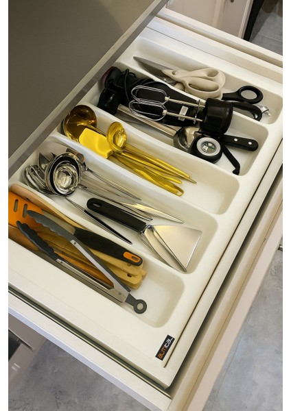 65X49 Cm. 5 Bölmeli Beyaz Çekmece Içi Düzenleyici Kepçelik (60X40 Cm'e Kadar Kesilr) indirimleri