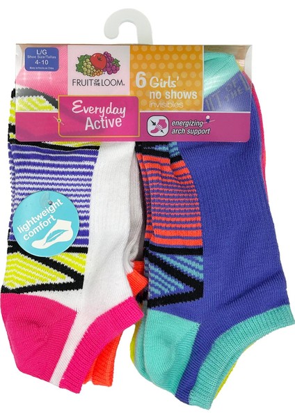 Girls No Shows Invisible Çorap 6lı Paket (L)